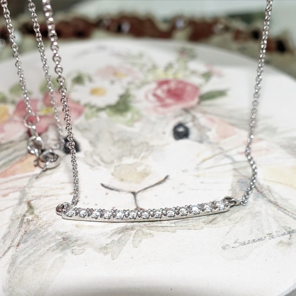 SOLD 18K White Gold .50 Ct Diamond Bar Necklace - Picture 3 of 8